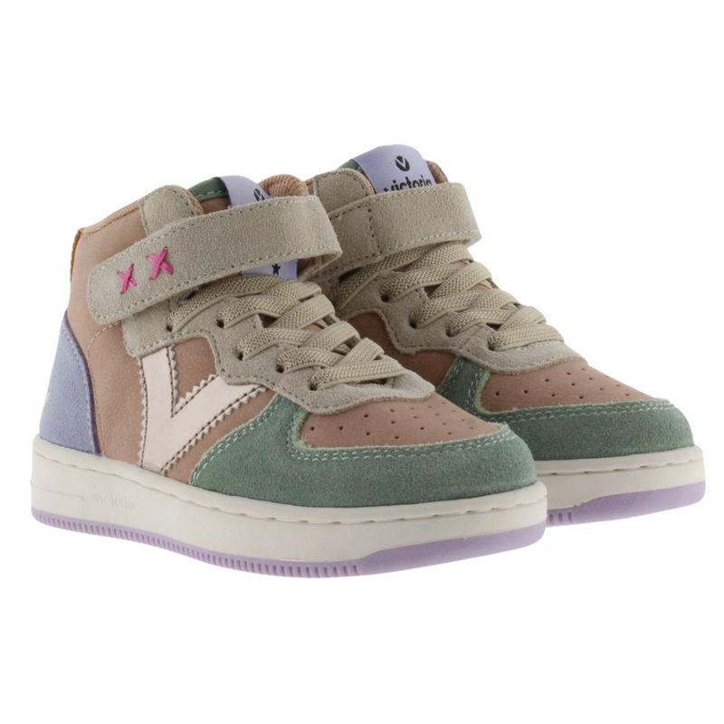 Basket montante Victoria rose vert violet