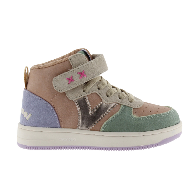 Basket montante Victoria rose vert violet