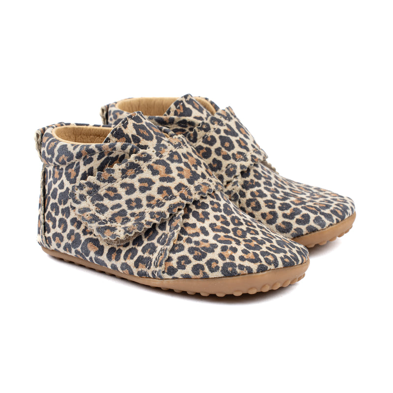 Chausson Pré-marche PomPom léopard