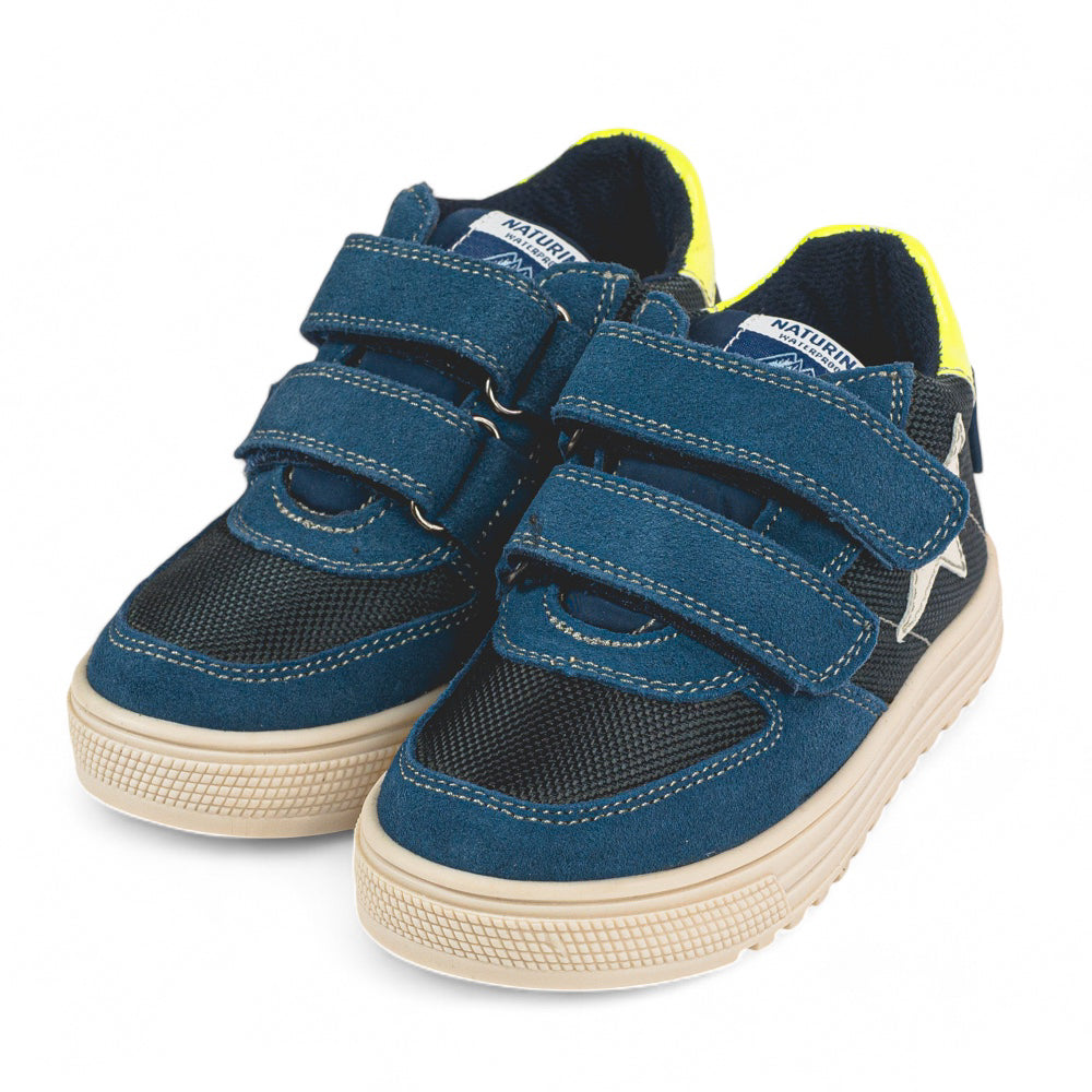 Naturino Baskets Enfant Suède Et Tissu Technique Respirant - Chaussures Légères Scratch Confortables Pour Garçons Et Filles | Semelle Cuir Et Caoutchouc Antidérapante